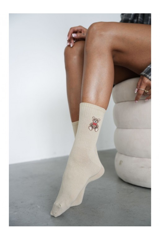 Chaussettes pour femmes avec des ours en peluche et des coquillages en sable