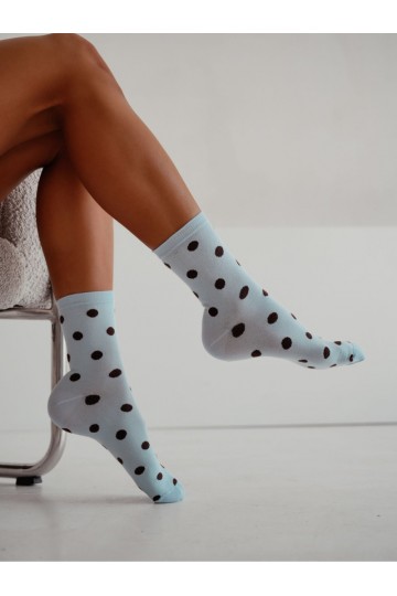 Chaussettes femme à pois en bleu