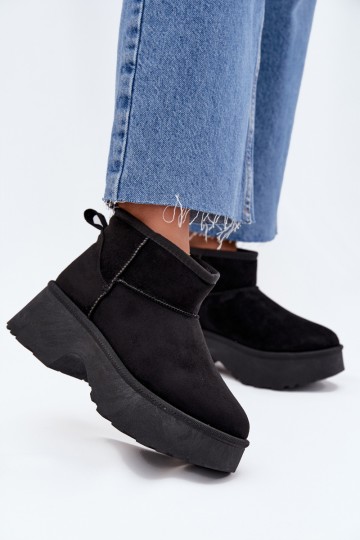 Bottes de neige basses noires pour femmes avec isolation et fourrure à l'intérieur 2