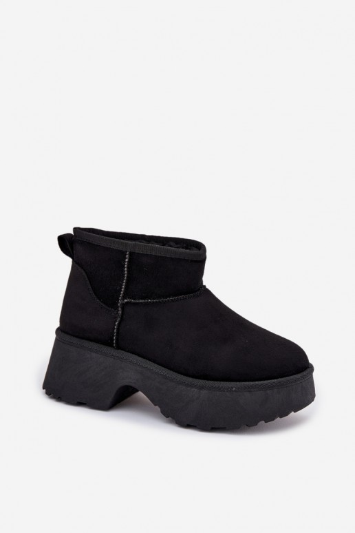 Bottes de neige basses noires pour femmes avec isolation et fourrure à l'intérieur