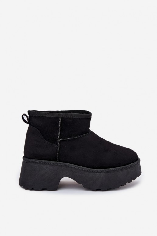 Bottes de neige basses noires pour femmes avec isolation et fourrure à l'intérieur