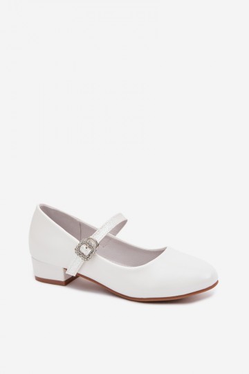Ballerines blanches pour enfants avec paillettes et rubans Vinceza 13291
