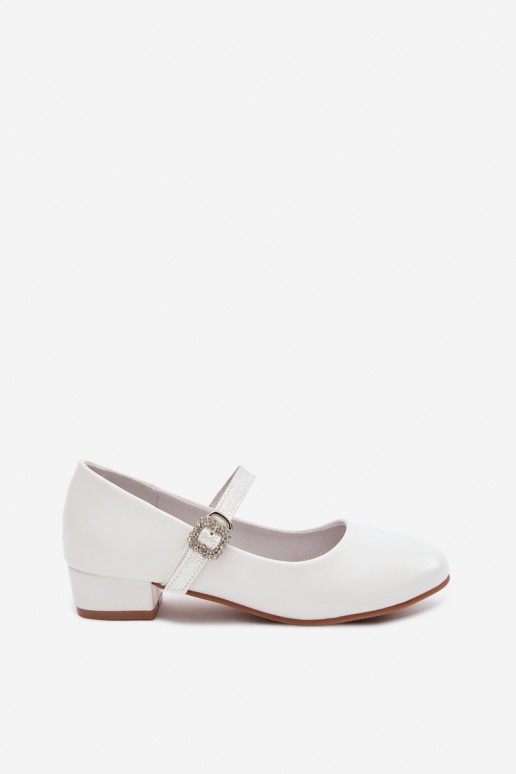 Ballerines blanches pour enfants avec paillettes et rubans Vinceza 13291