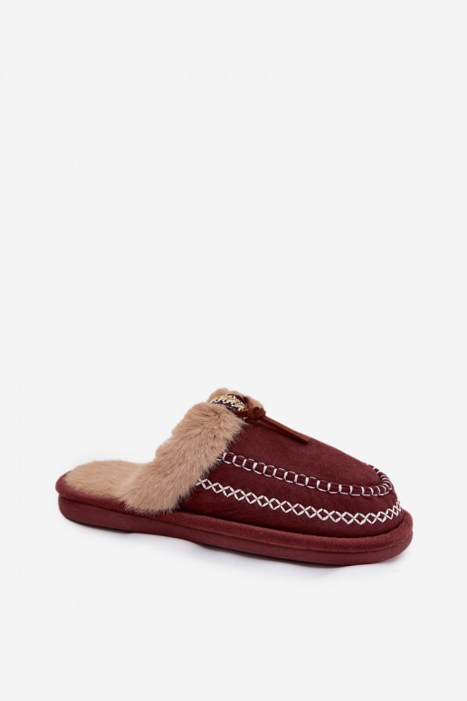 Chaussons pour femmes bordeaux avec fourrure Perivelle