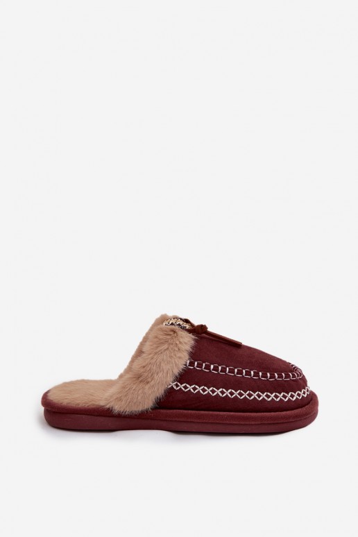 Chaussons pour femmes bordeaux avec fourrure Perivelle