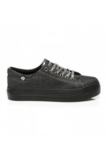 Chaussures à plateforme noires et argentées brillantes exclusives AB-37S 2
