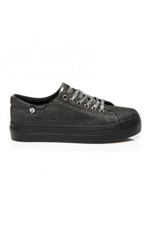Chaussures à plateforme noires et argentées brillantes exclusives AB-37S