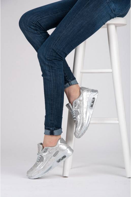 Chaussures de sport massives argentées 1-7S