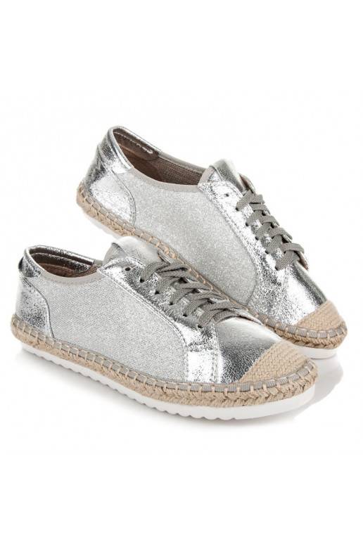 Espadrilles en textile gris et argent HSYFA11S