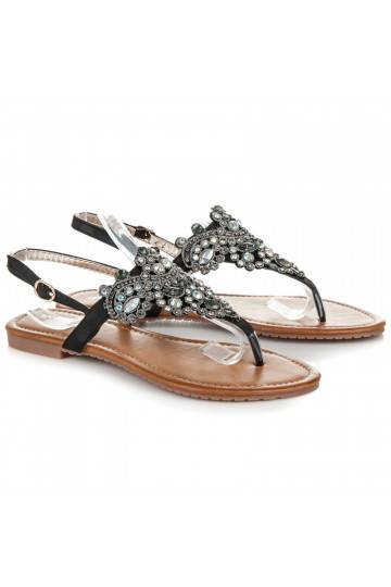 Sandales noires élégantes de style indien avec bride pour les orteils D-6532B 2