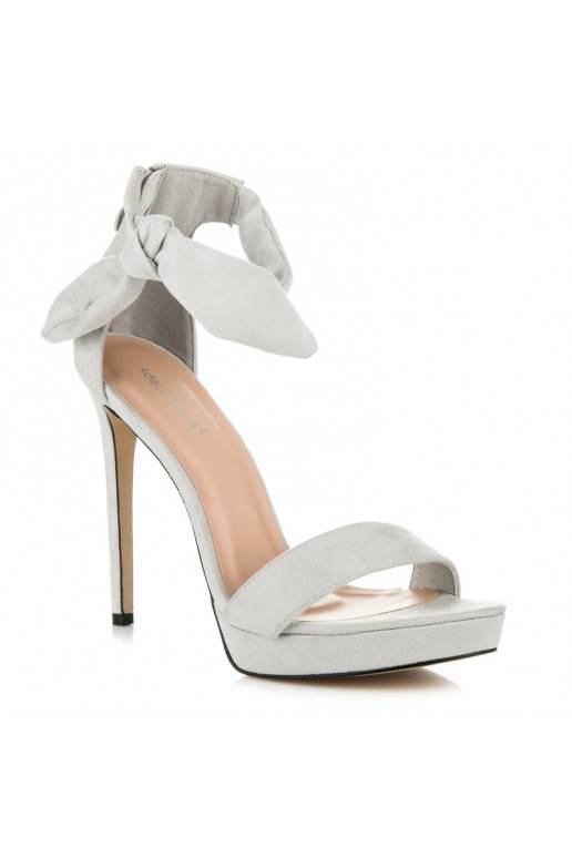 Sandales à talons en suède grises avec lacets AF-8675G
