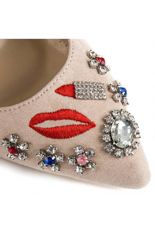Sandales couleur sable avec détails brodés et brillants WL119BE