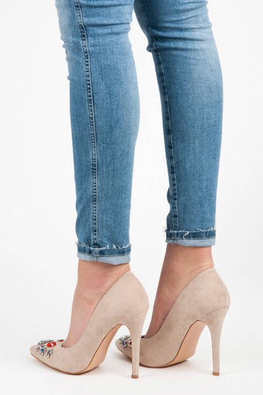 Sandales couleur sable avec détails brodés et brillants WL119BE