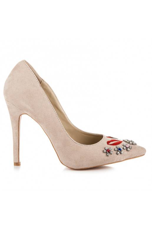 Sandales couleur sable avec détails brodés et brillants WL119BE