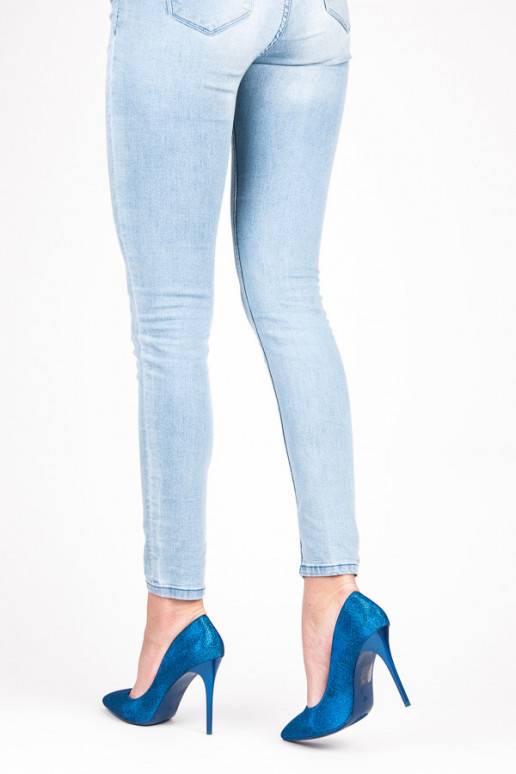 Chaussures à talons brillantes bleues LEI-105BL