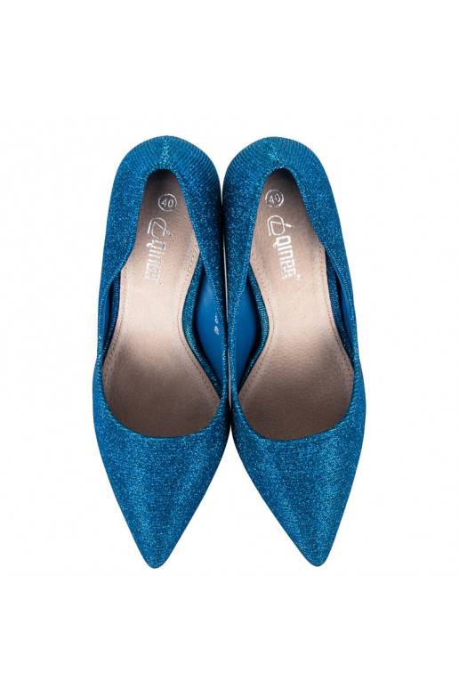 Blizgantys mėlynos spalvos bateliai su aukštu kulnu LEI-105BL  - 4 Blizgantys mėlynos spalvos bateliai su aukštu kulnu LEI-105BL  - 4