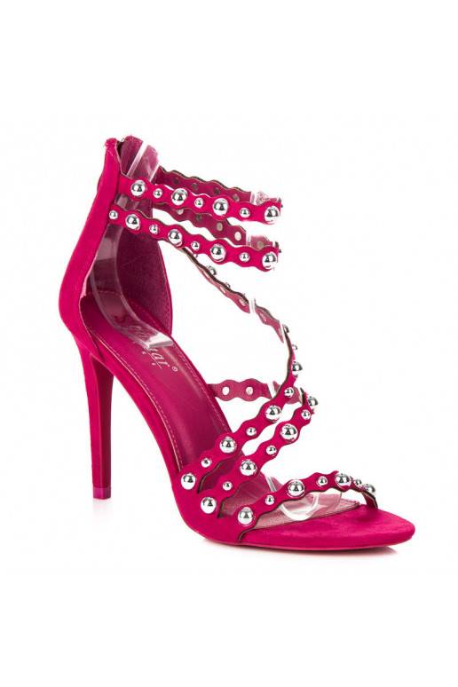 Atviri rožinės spalvos aukštakulniai sandalai su sidabro spalvos detalėmis LE042F  - 5 Atviri rožinės spalvos aukštakulniai sandalai su sidabro spalvos detalėmis LE042F  - 5