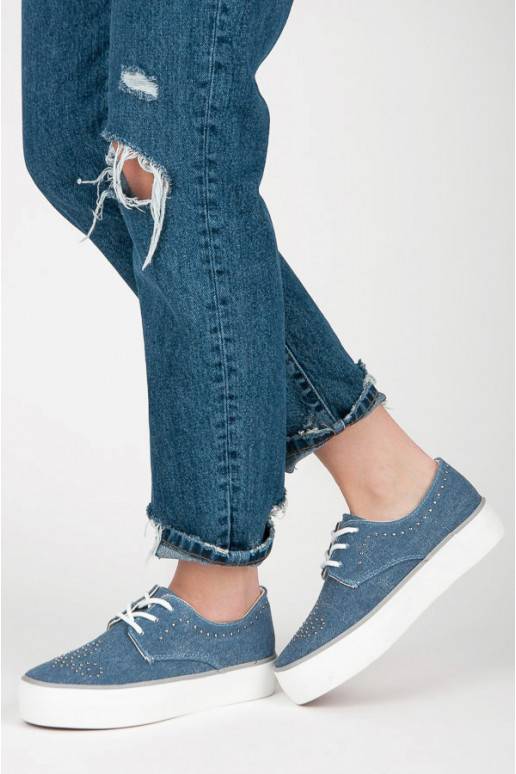 Mėlynos spalvos storapadžiai batai Kylie su kniedyčių ornamentais K1832001JE  - 1