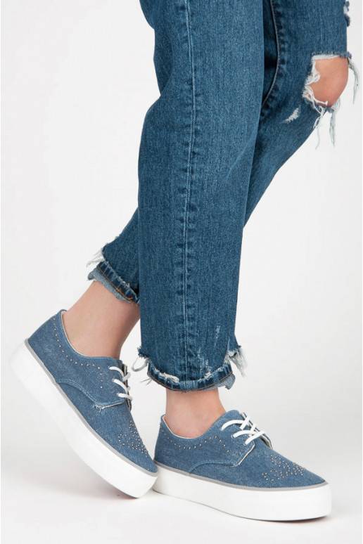 Mėlynos spalvos storapadžiai batai Kylie su kniedyčių ornamentais K1832001JE  - 4