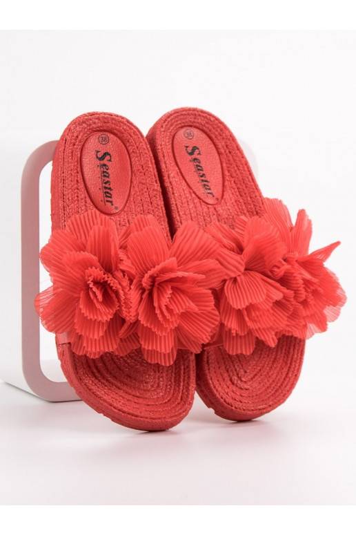 Chaussons rouges à fleurs BAT_CK88R