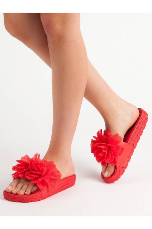 Raudonos spalvos Šlepetės su gėlėmis BAT_CK88R  - 4 Raudonos spalvos Šlepetės su gėlėmis BAT_CK88R  - 4