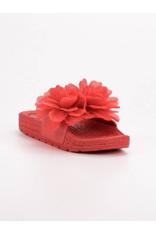 Raudonos spalvos Šlepetės su gėlėmis BAT_CK88R  - 6 Raudonos spalvos Šlepetės su gėlėmis BAT_CK88R  - 6