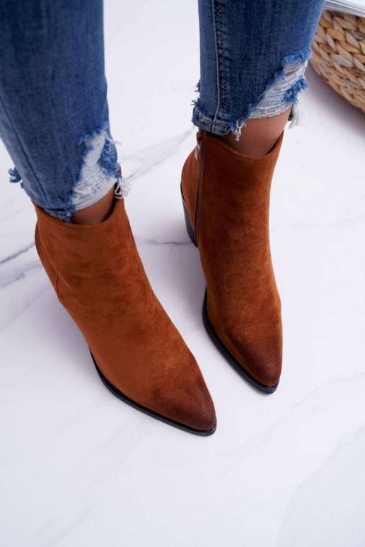 Bottines à talons en daim marron Niki BAT_RV9524 CAMEL