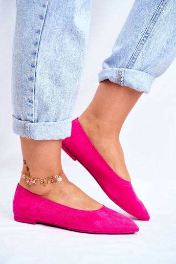 Ballerines en éco-daim rose...