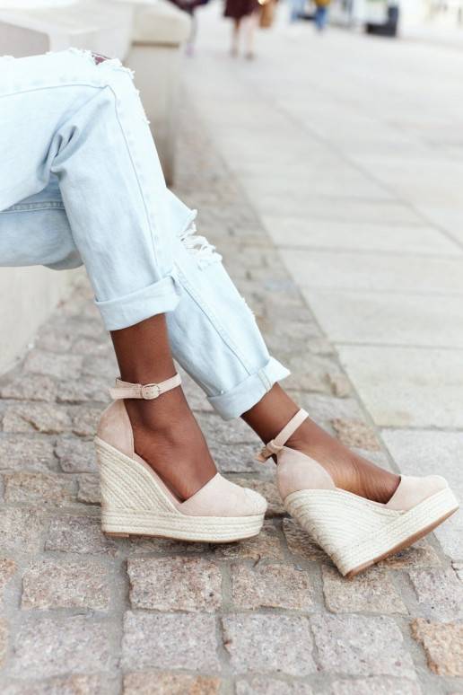 Sandales à plateforme beige