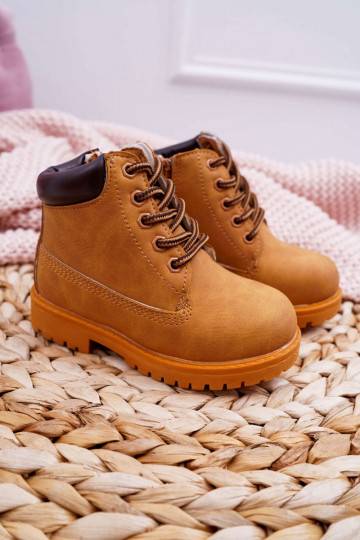 Bottines à lacets pour enfants avec fermetures éclair de couleur marron 2