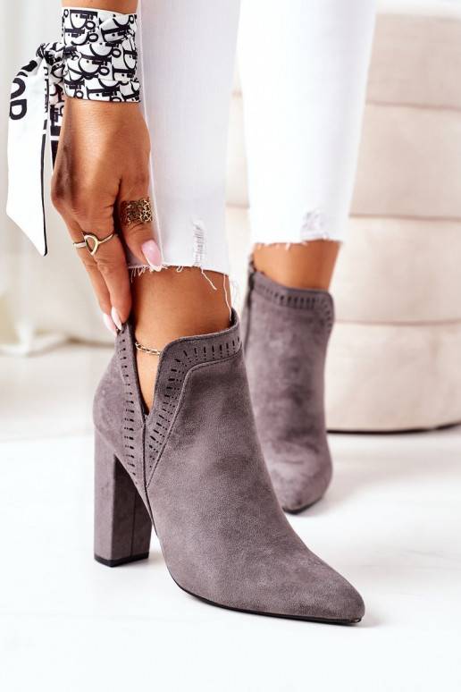 Bottes chauffantes à talons couleur gris Sally