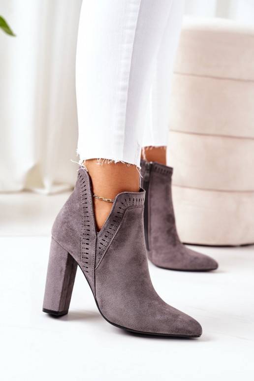 Bottes chauffantes à talons couleur gris Sally