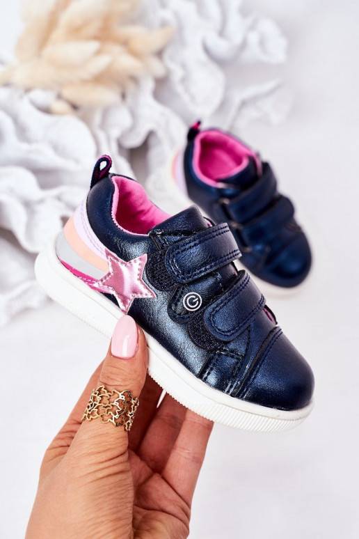 Chaussures de style sport pour enfants avec un arc-en-ciel de couleur bleu foncé