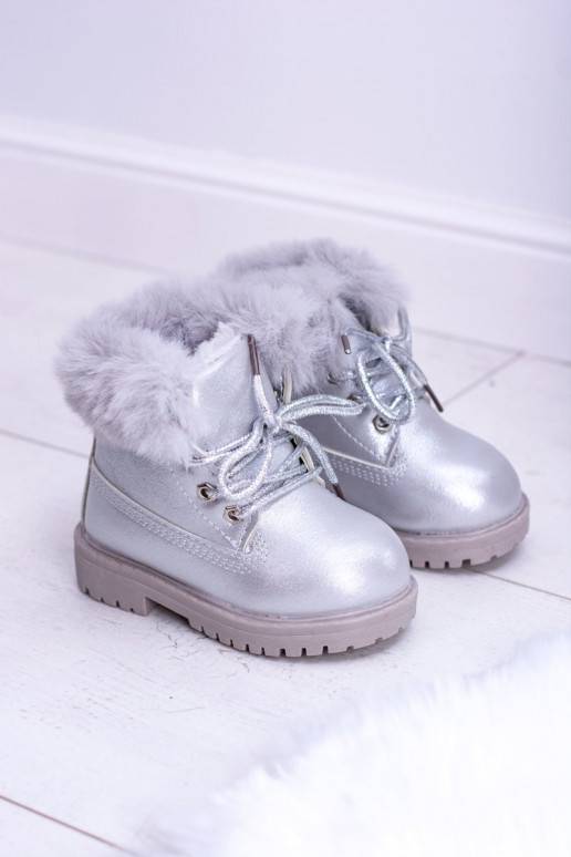 Bottes chauffées pour enfants argentées