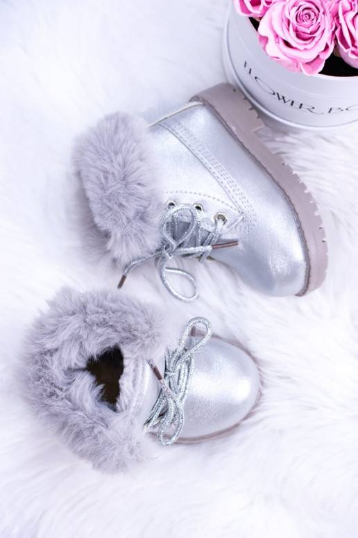 Bottes chauffées pour enfants argentées
