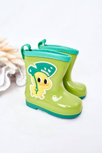 Chaussures en caoutchouc pour enfants de couleur verte 2