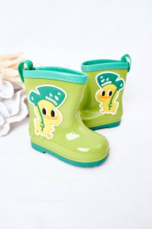 Chaussures en caoutchouc pour enfants de couleur verte