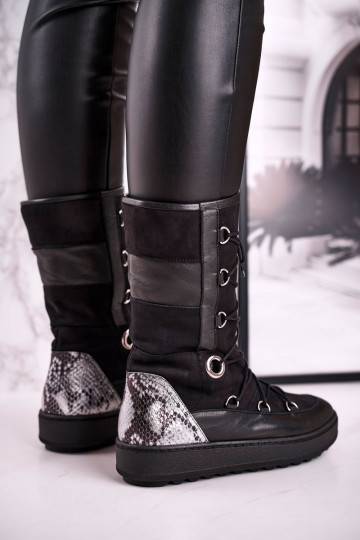 bottes de neige en daim avec fourrure Laura Messi couleur noire 2054 2