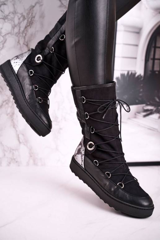 bottes de neige en daim avec fourrure Laura Messi couleur noire 2054