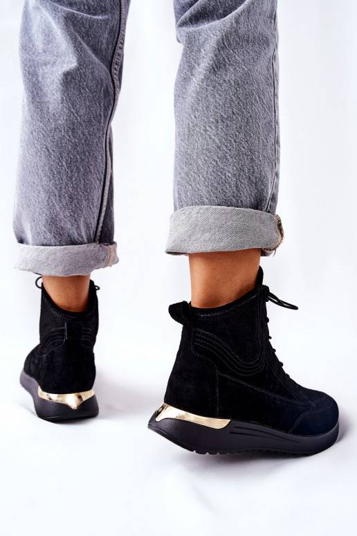 Chaussures modèle baskets de style sportif de couleur noire Chocci