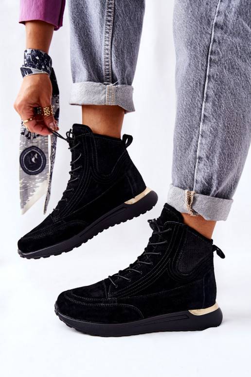 Chaussures modèle baskets de style sportif de couleur noire Chocci