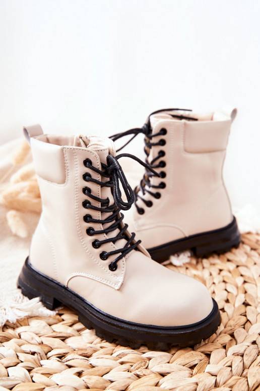 Bottines enfant modèle classique avec fermetures éclair beige Clarika