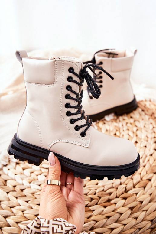 Bottines enfant modèle classique avec fermetures éclair beige Clarika