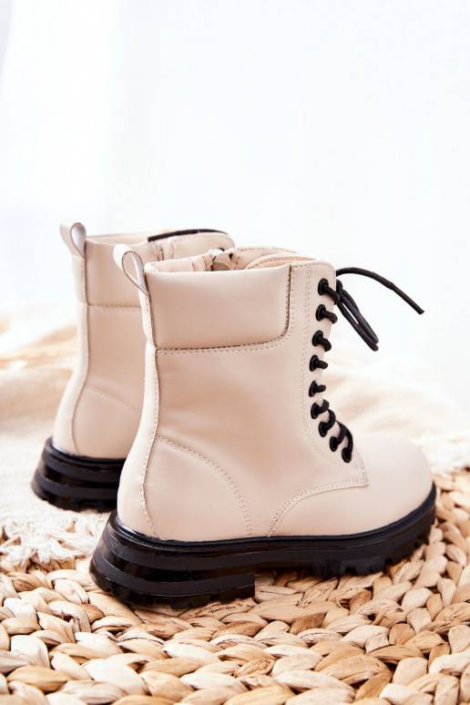 Bottines enfant modèle classique avec fermetures éclair beige Clarika