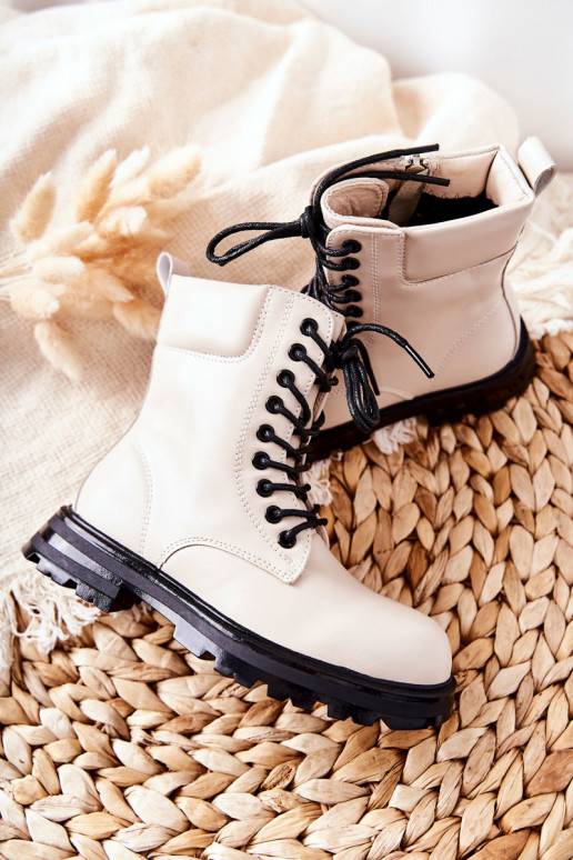 Bottines enfant modèle classique avec fermetures éclair beige Clarika