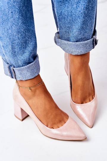 Chaussures en satin rose 2