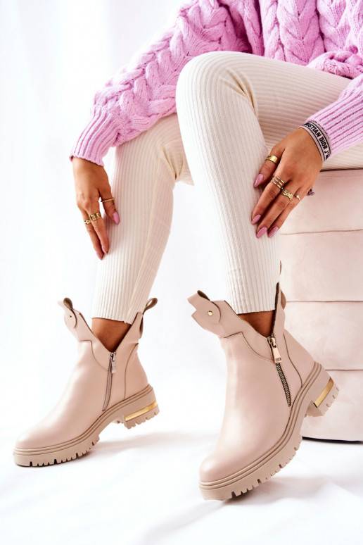 Bottines chauffantes Cut Out beige... Bottines chauffantes Cut Out beige...