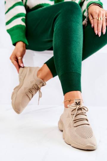 Chaussures de style sportif modèle baskets en matière couleur beige Nolene 2