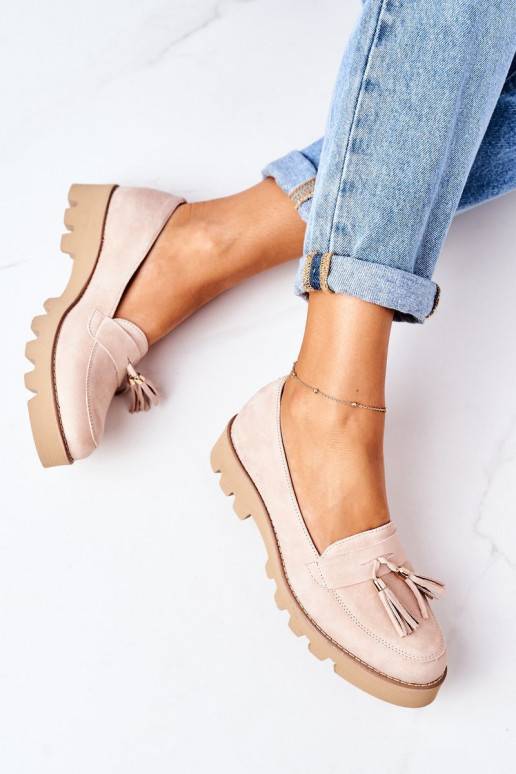 Mocassins en daim couleur cappuccino