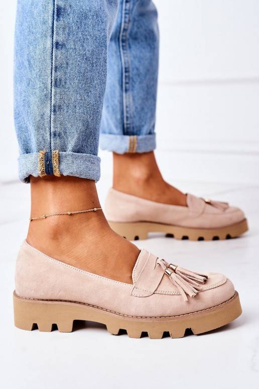 Mocassins en daim couleur cappuccino